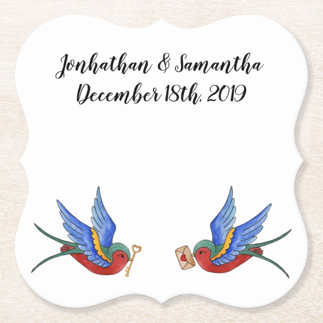 Posavasos De Papel Beber Astras Tradicionales Tatuaje de Pájaro Sparr (Anverso)