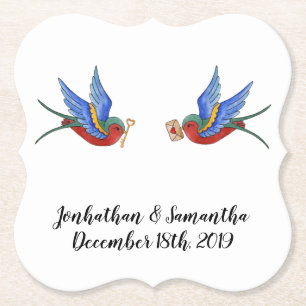 Posavasos De Papel Beber Astras Tradicionales Tatuaje de Pájaro Sparr