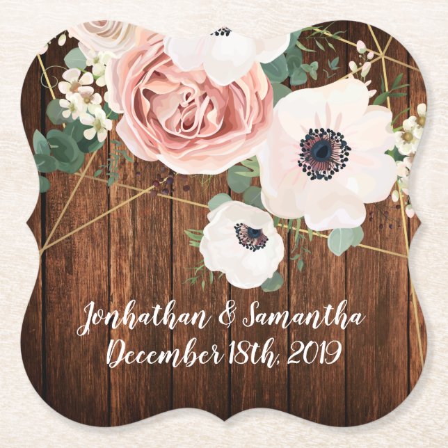 Posavasos De Papel Beber Ataques Geométricos Jardín Rosa Granero Woo (Anverso)