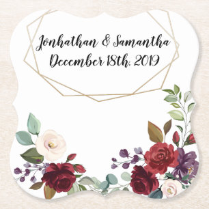 Posavasos De Papel Beber Ataques Geométricos Rosas Blancas Geométrica