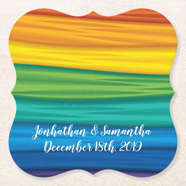 Posavasos De Papel Beber de las montañas lgbtq bandera arcoíris lesbi (Anverso)