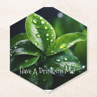 POSAVASOS DE PAPEL BEBER UNA COPA EN EL COSTERO DE LEAF VERDE