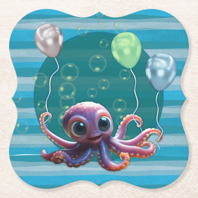 Posavasos De Papel Bebés de papel Octopus (Anverso)