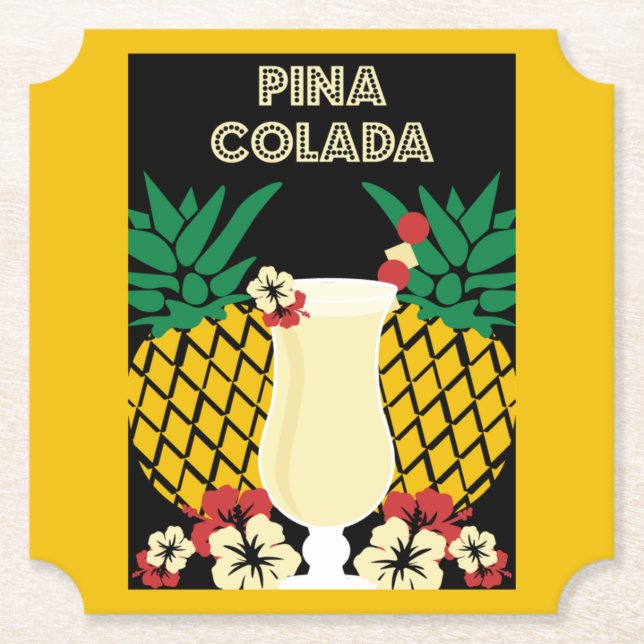 Posavasos De Papel Bebida de cóctel de Piña Colada (Anverso)