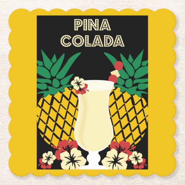Posavasos De Papel Bebida de cóctel de Piña Colada (Anverso)