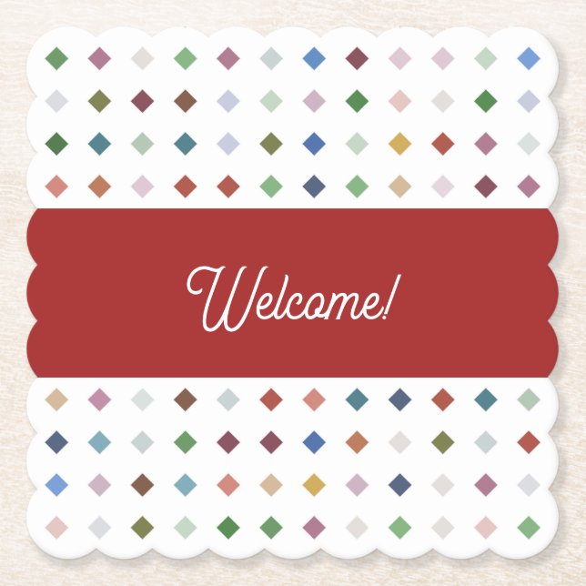 Posavasos De Papel Bebida Geométrica Sofisticada De Mosaico De Diaman (Anverso)