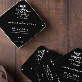 Posavasos De Papel Bebidas gratis boda moderna divertida salvo la cit