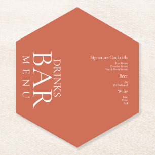 Posavasos De Papel Bebidas simples Cocktail Boda Terracotta