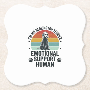 Posavasos De Papel Bedlington Terrier Apoyo Emocional Humano Vintage