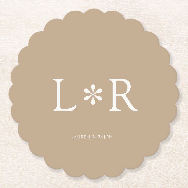 Posavasos De Papel Beige Sand | Pareja simple de Moda (Anverso)