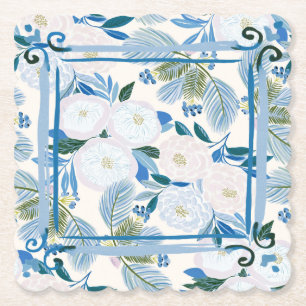 Posavasos De Papel Bello Follaje Azul Boda de Invierno