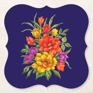 Posavasos De Papel Bello ramo de flores en acuarela - 34123