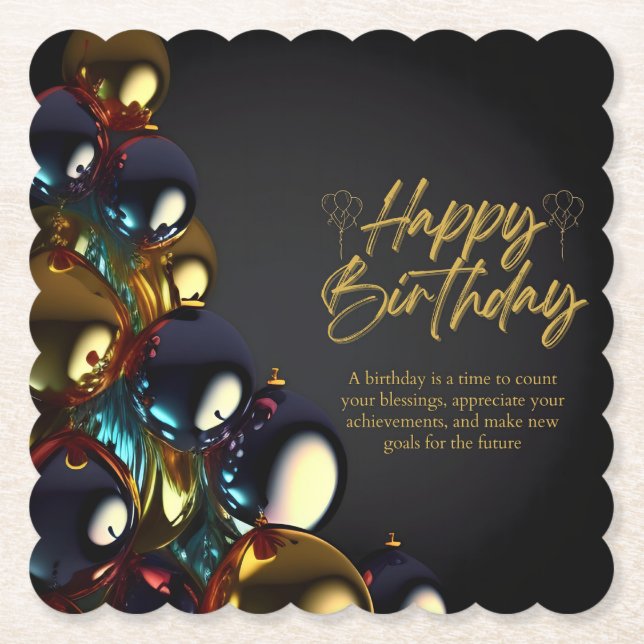 Posavasos De Papel Bendiciones de cumpleaños elegantes (Anverso)