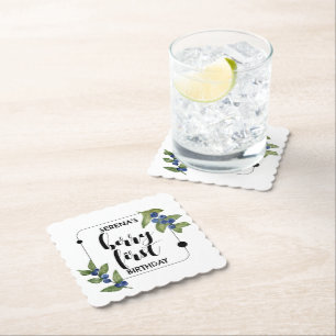 Posavasos De Papel Berry First 1 cumpleaños Blueberry Miminal