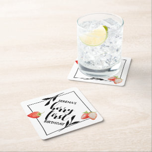 Posavasos De Papel Berry First 1 cumpleaños Fresa Moderno