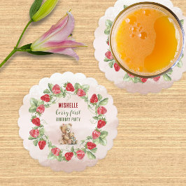 Posavasos De Papel Berry First Strawberry and Bear Birday
