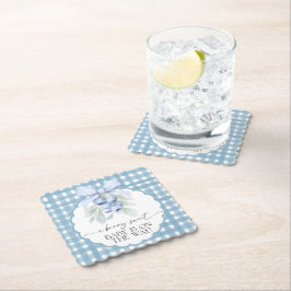 Posavasos De Papel Berry Sweet Blueberry Gingham Baby Shower
