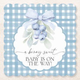 Posavasos De Papel Berry Sweet Blueberry Gingham Baby Shower
