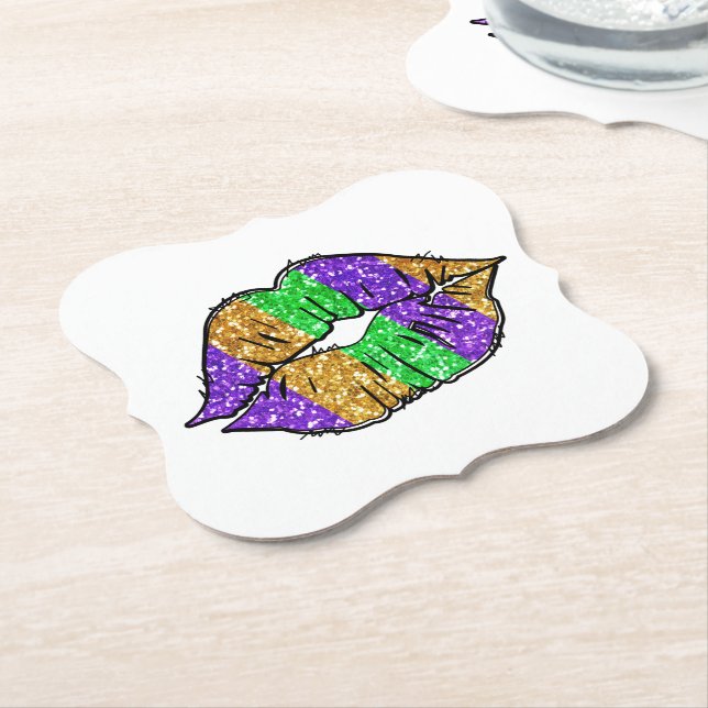 Posavasos De Papel Beso de Mardi Gras (En perspectiva)