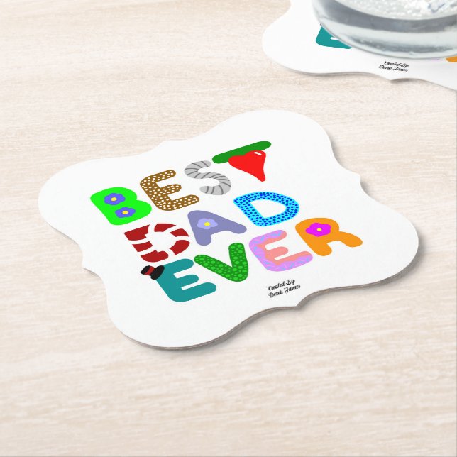 Posavasos De Papel Best Dad Ever Bracket Paper Coaster (En perspectiva)