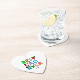 Posavasos De Papel Best Dad Ever Heart Paper Coaster