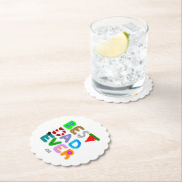 Posavasos De Papel Best Dad Ever Scalloped Round Paper Coaster