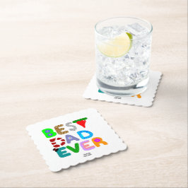 Posavasos De Papel Best Dad Ever Square Scalloped Paper Coaster