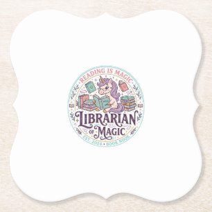 Posavasos De Papel Bibliotecario Unicornio de Magia Gráfico de Produc