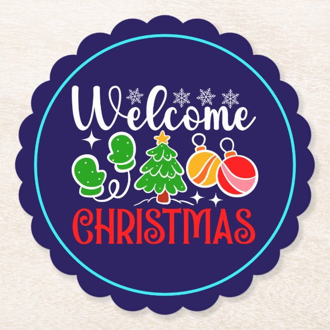 Posavasos De Papel Bienvenido Navidad (Anverso)