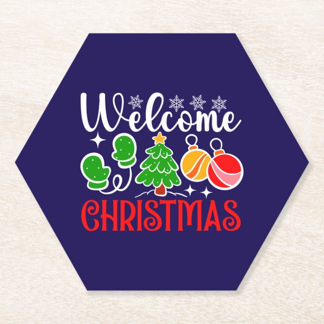 Posavasos De Papel Bienvenido Navidad (Anverso)