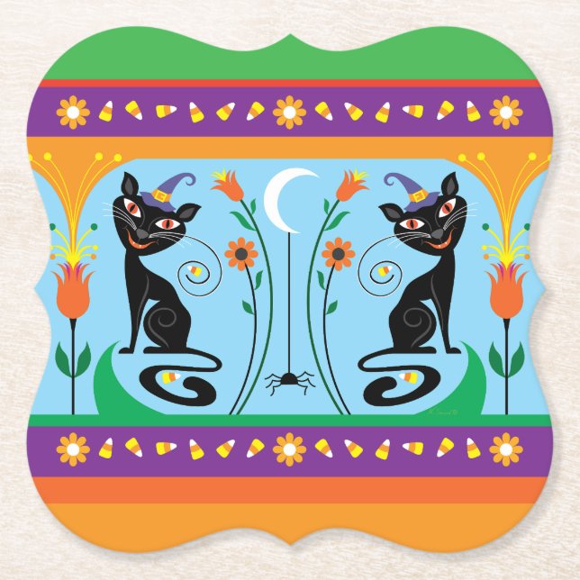 Posavasos De Papel Bigotes Dulces y Flores Espeluznantes (Anverso)
