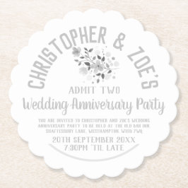 Posavasos De Papel Billete de invitación al partido Aniversario boda