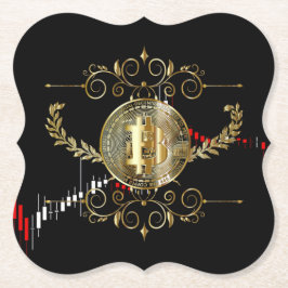 Posavasos De Papel Bitcoin Gold Coin Crypto Black Red