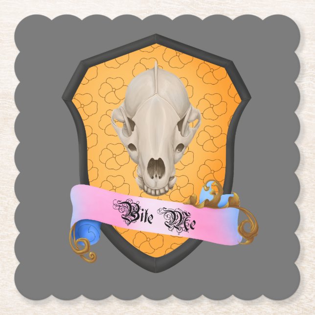 Posavasos De Papel Bite Me Badger Skull (Anverso)