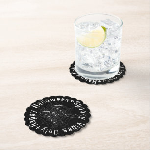 Posavasos De Papel Black and White Spider Web Moderno Halloween Feliz