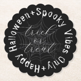 Posavasos De Papel Black and White Spider Web Moderno Halloween Feliz