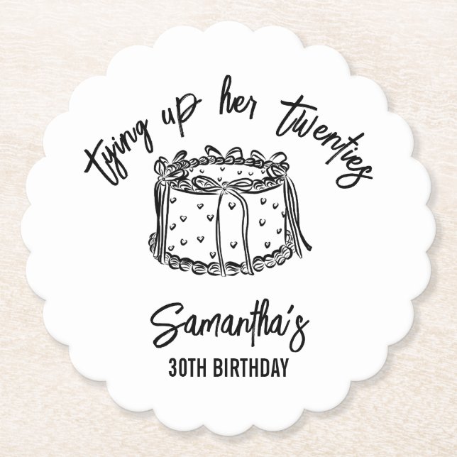 Posavasos De Papel Black Bow amarra sus 20 años 30 (Anverso)