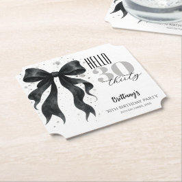 Posavasos De Papel Black Bow Modern 30th Birthday 