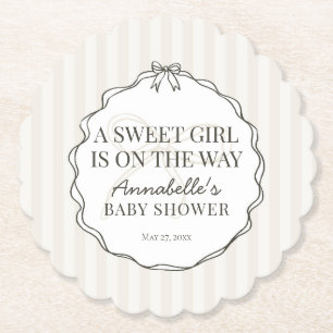 Posavasos De Papel Black Coquette Bow Beige Baby Shower
