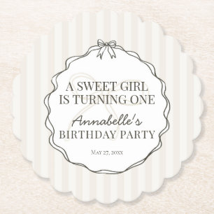 Posavasos De Papel Black Coquette Bow Beige Birday Party