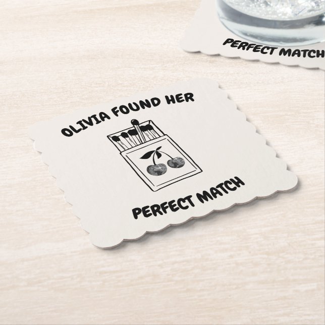 Posavasos De Papel Black Disco Cherry Perfect Match Bachelorette (En perspectiva)