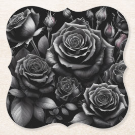 Posavasos De Papel Black Rose Paper Coasters – Más Formas Disponibles