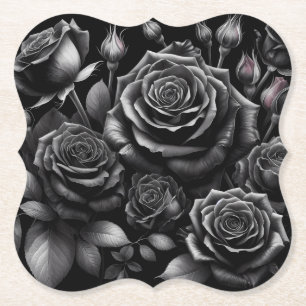 Posavasos De Papel Black Rose Paper Coasters – Más Formas Disponibles