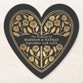 Posavasos De Papel Black Royal Medieval Gold Sword Wedding
