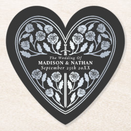 Posavasos De Papel Black Royal Medieval Silver Sword Wedding