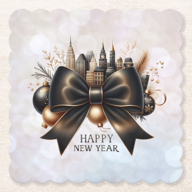 Posavasos De Papel Black Tie New Year with Global Flair (Anverso)