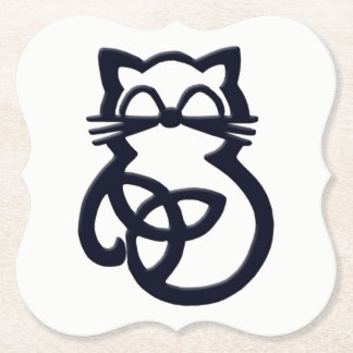 Posavasos De Papel Black Trinity Knot Celtic Cat Coasters