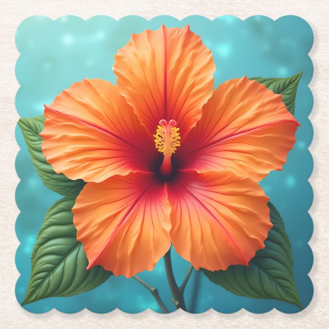 Posavasos De Papel Blaze tropical: El Hibiscus hawaiano (Anverso)