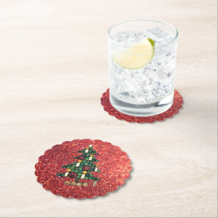 Posavasos De Papel Bling Christmas Tree Purpurina