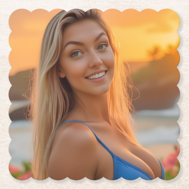 Posavasos De Papel Bliss tropical: El encanto costero de Helena (Anverso)